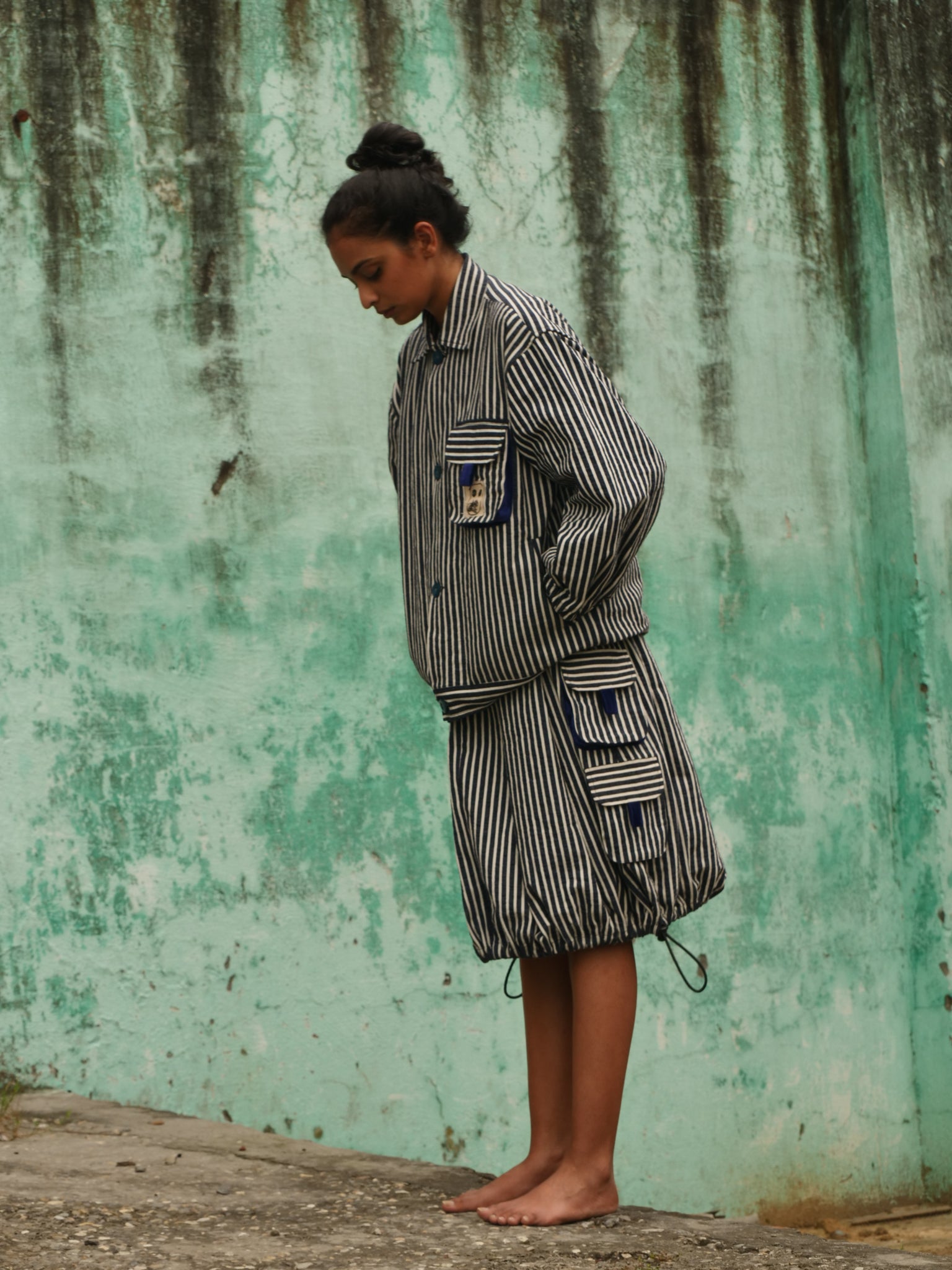 The Fluted slate skirt