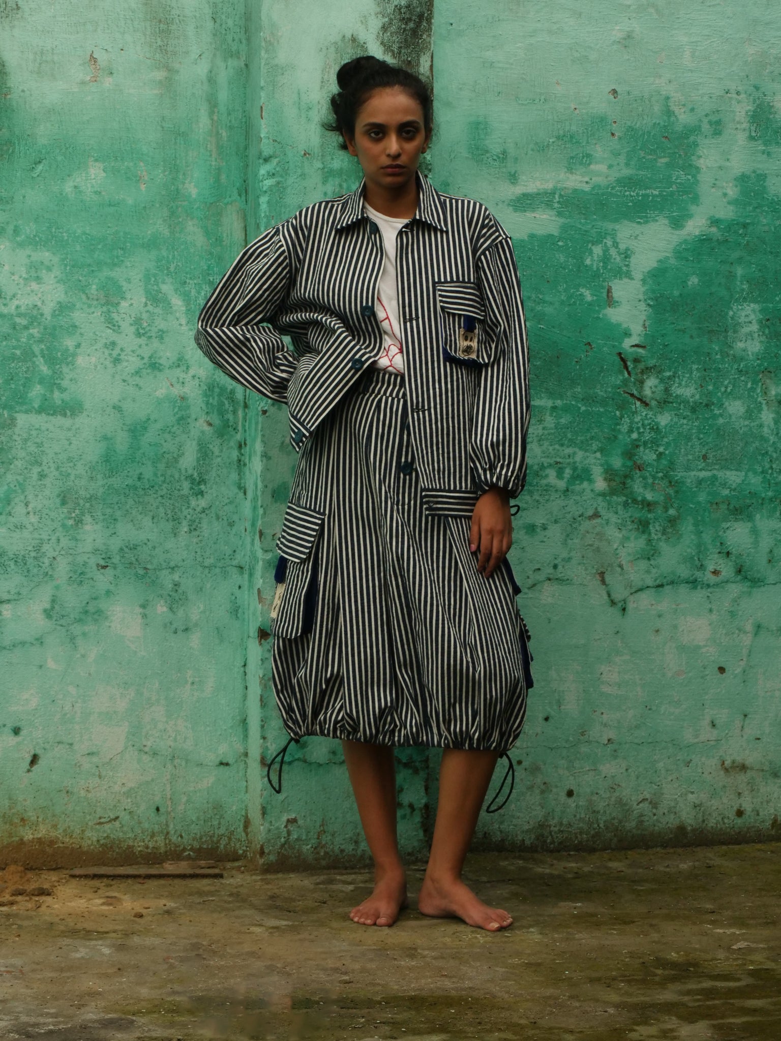 The Fluted slate skirt