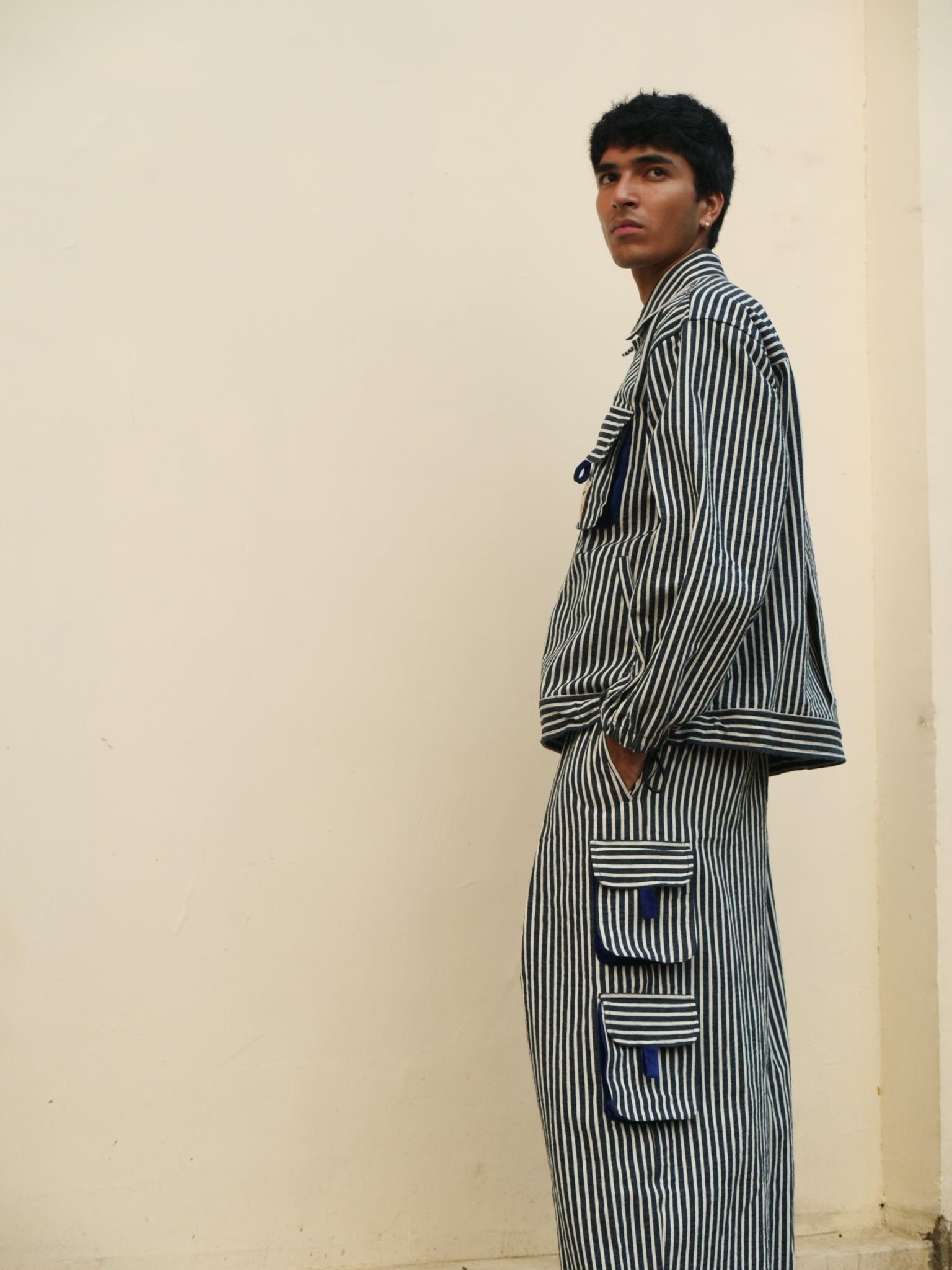 The Fluted slate trousers