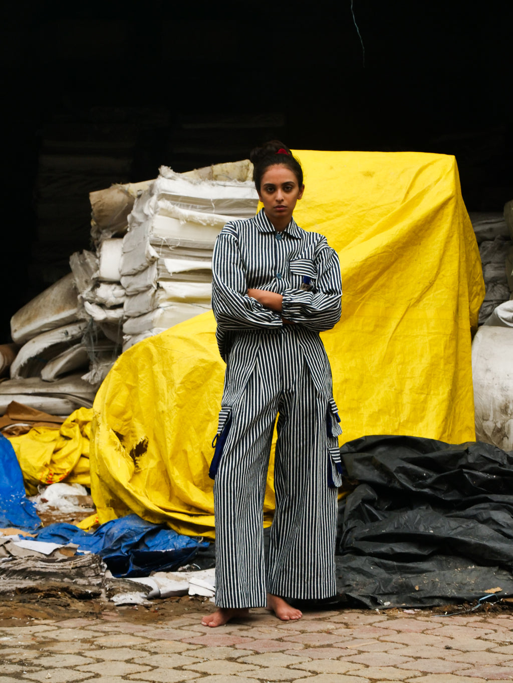 The Fluted slate trousers